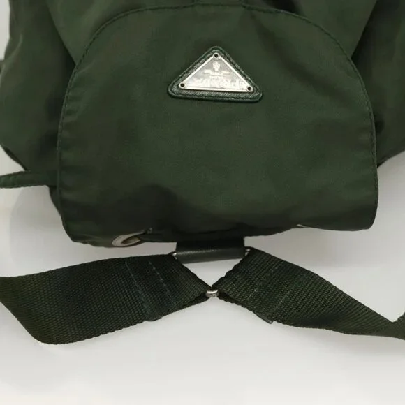 PRADA Backpack Nylon Khaki Silver Auth